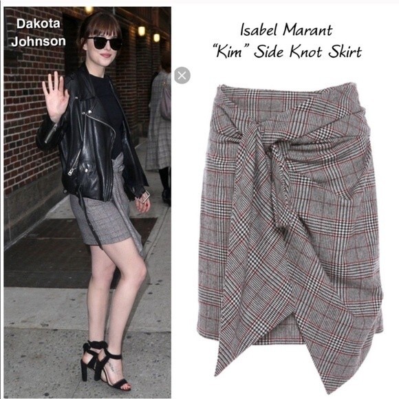 Isabel Marant Kim side knot houndstooth skirt FR34/US2